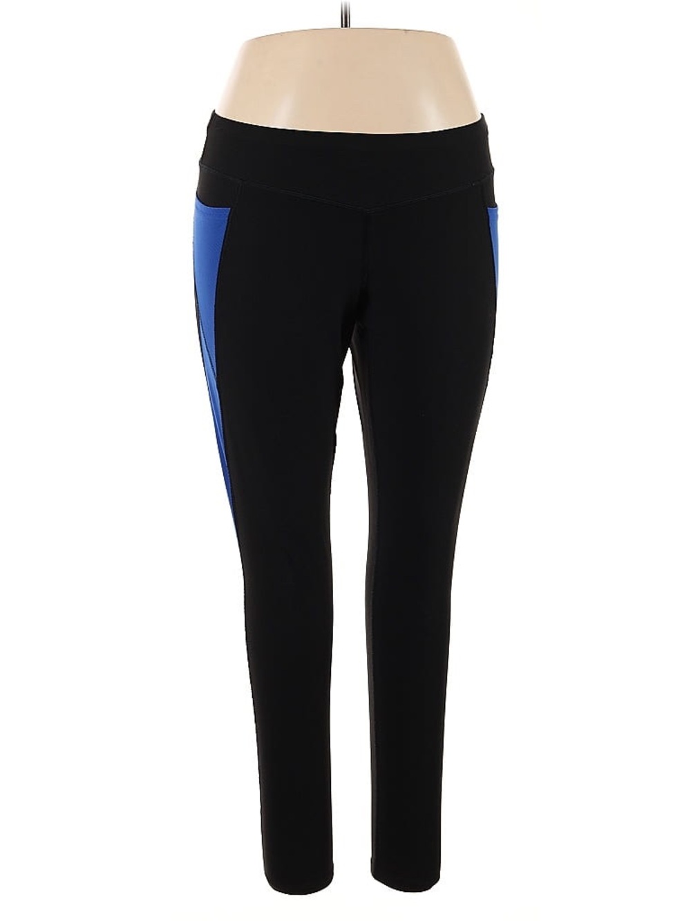 Lucy Tech Black Leggings with Blue Side Panels